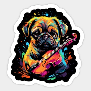 Pug Playing Violin Sticker